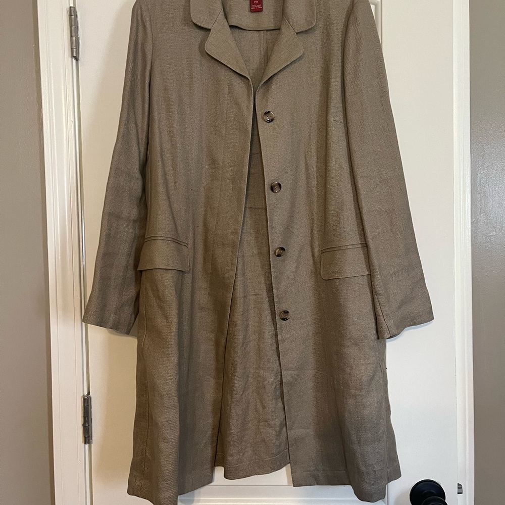 Sundance Linen Duster Jacket Coat - PM Petite Medium